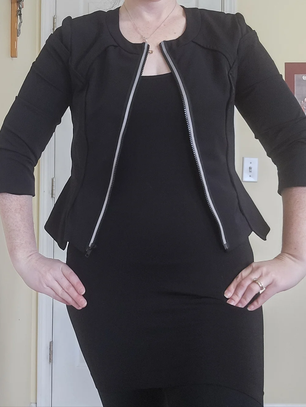 Milly Of New York Black Zip-Front Tailored Designer Jacket - Picture 3 of 13